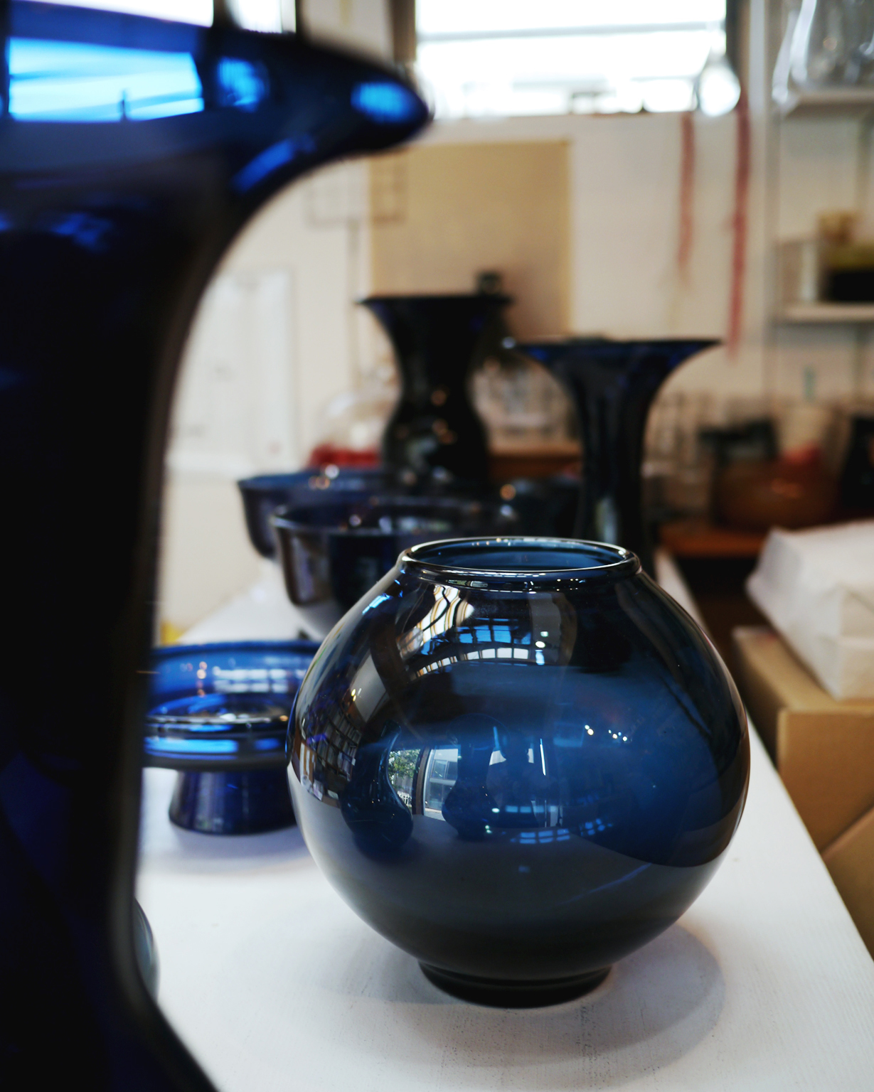 Reclaimed Blue large glass vessels
