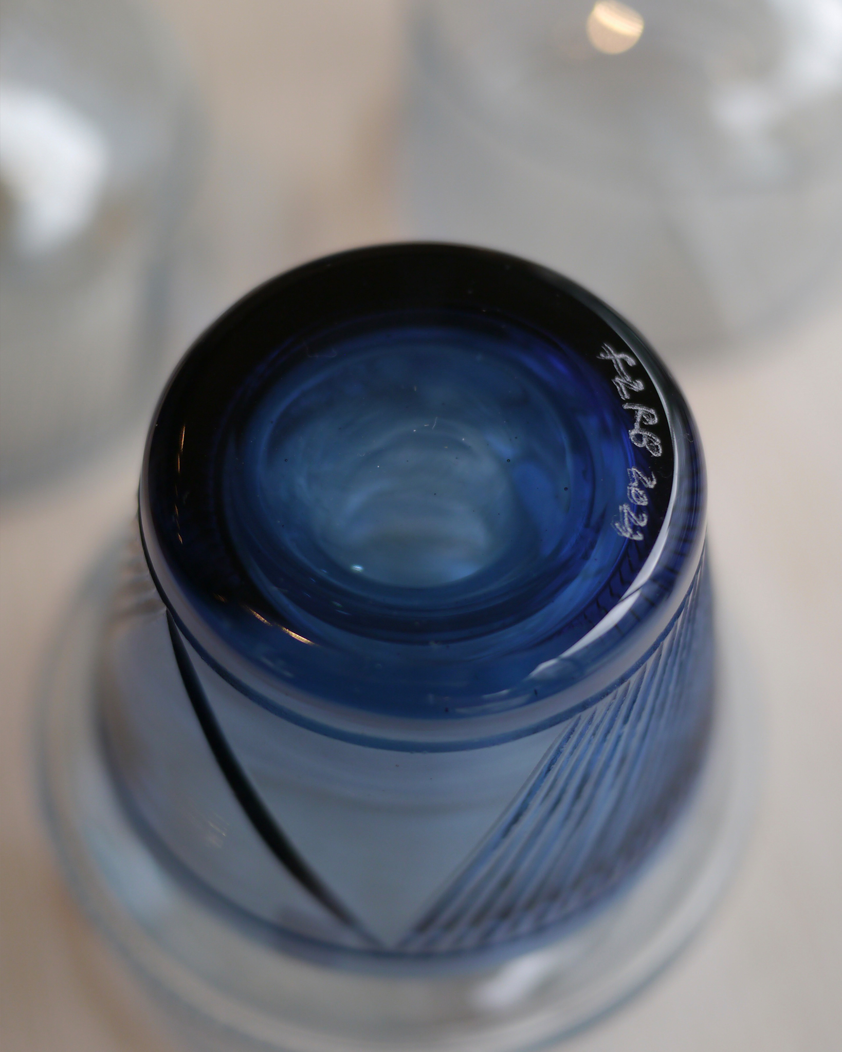 factory zoomer x Nalata nalata reclaimed blue whiskey glass