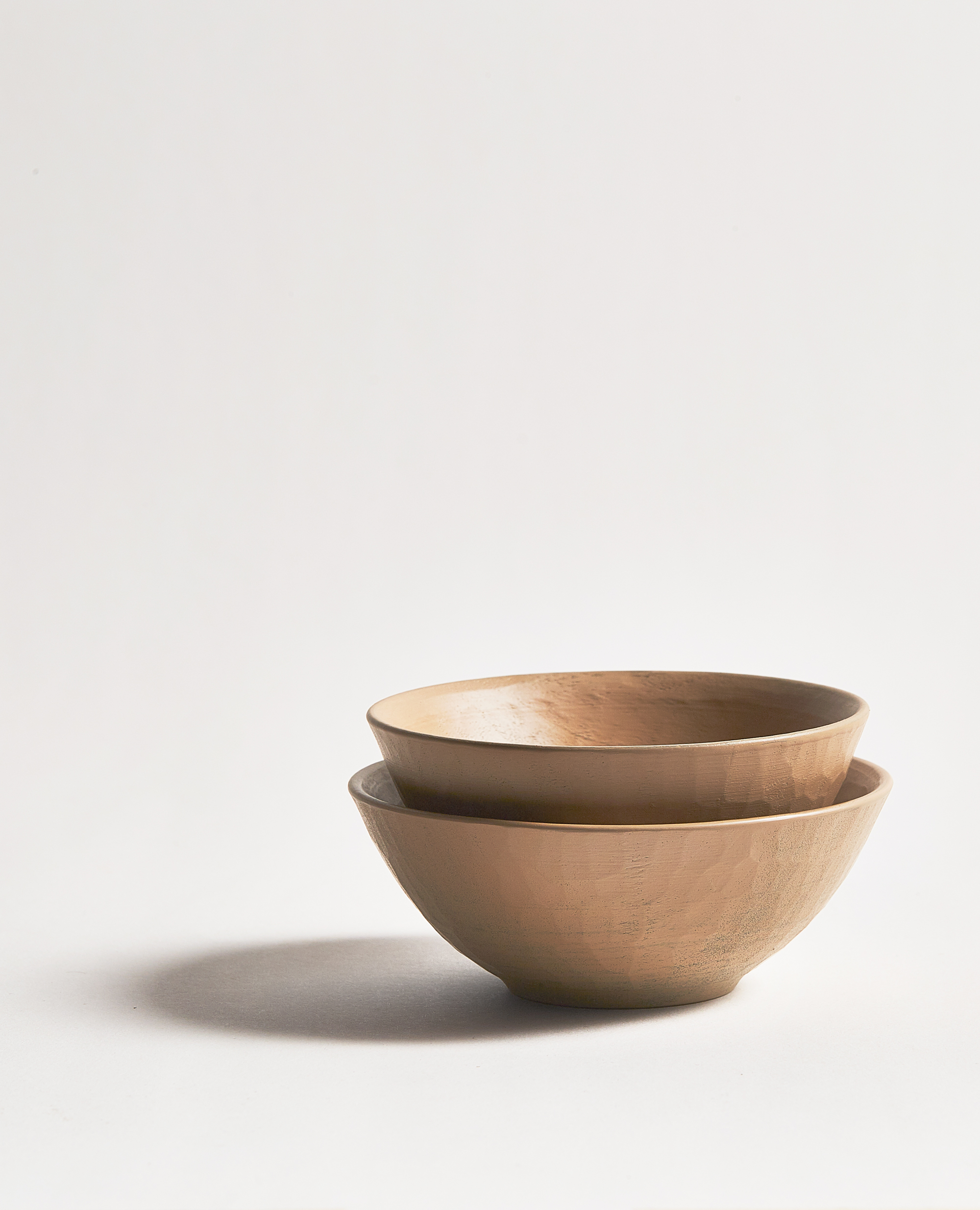 Wooden white urushi lacquered baby bowls set stacked by Ryuji Mitani