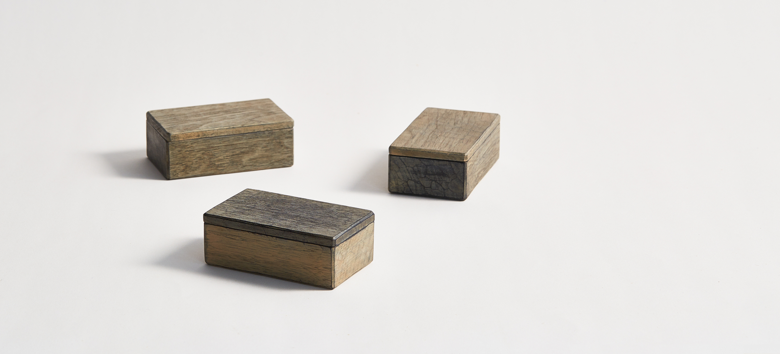 Three Usuzumi Wooden Thin Lid boxes lacquered and made by Ryuji Mitani
