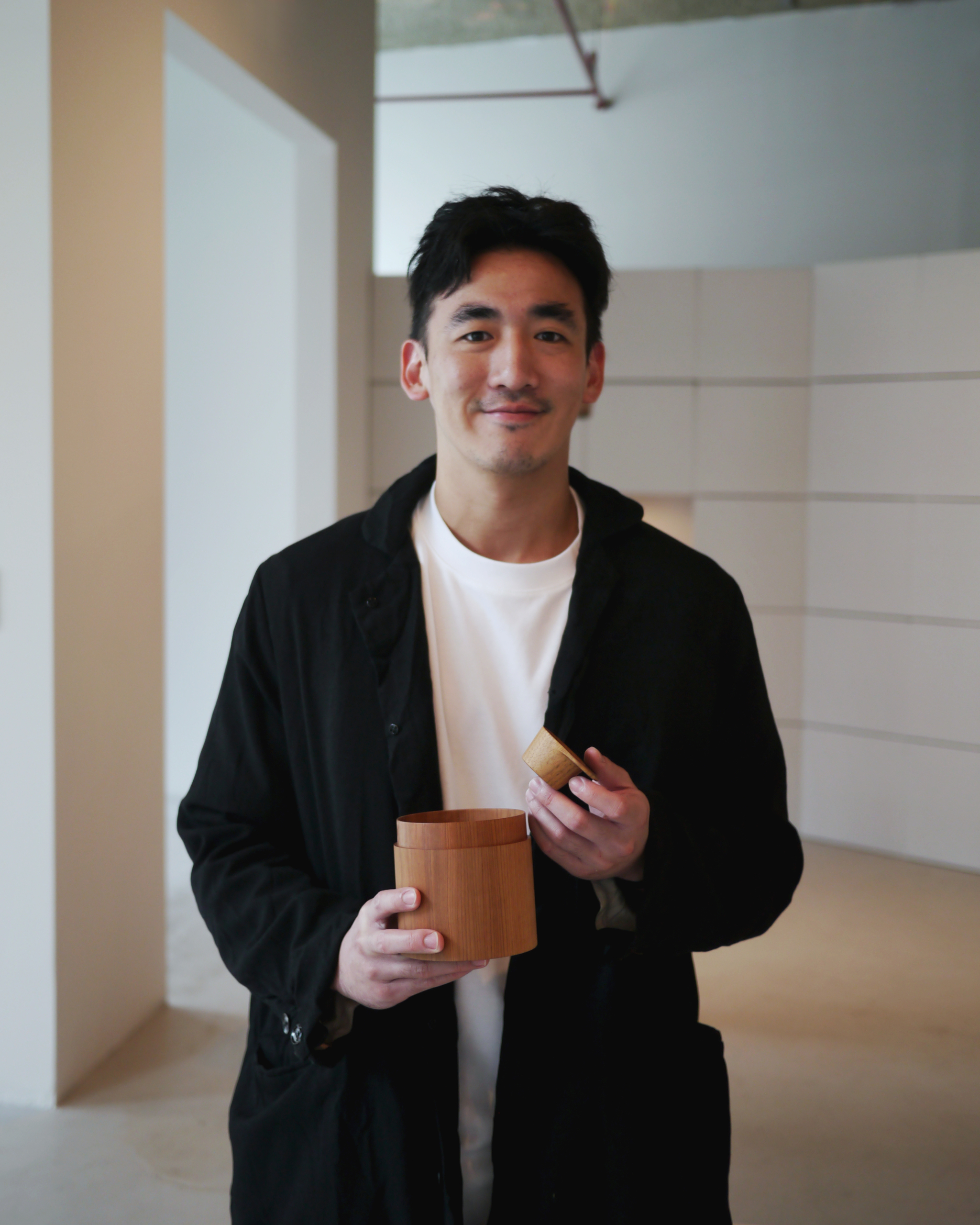 Yann Tong with Coffee Canister at Afterlife Ryuji Mitani exhibit at Nalata Nalata