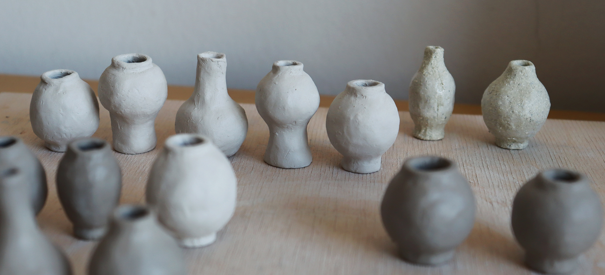 Dani Sujin Lee Studio x Nalata Nalata Mini Group Vase Collaboration - cluster of hand form vases not yet fired