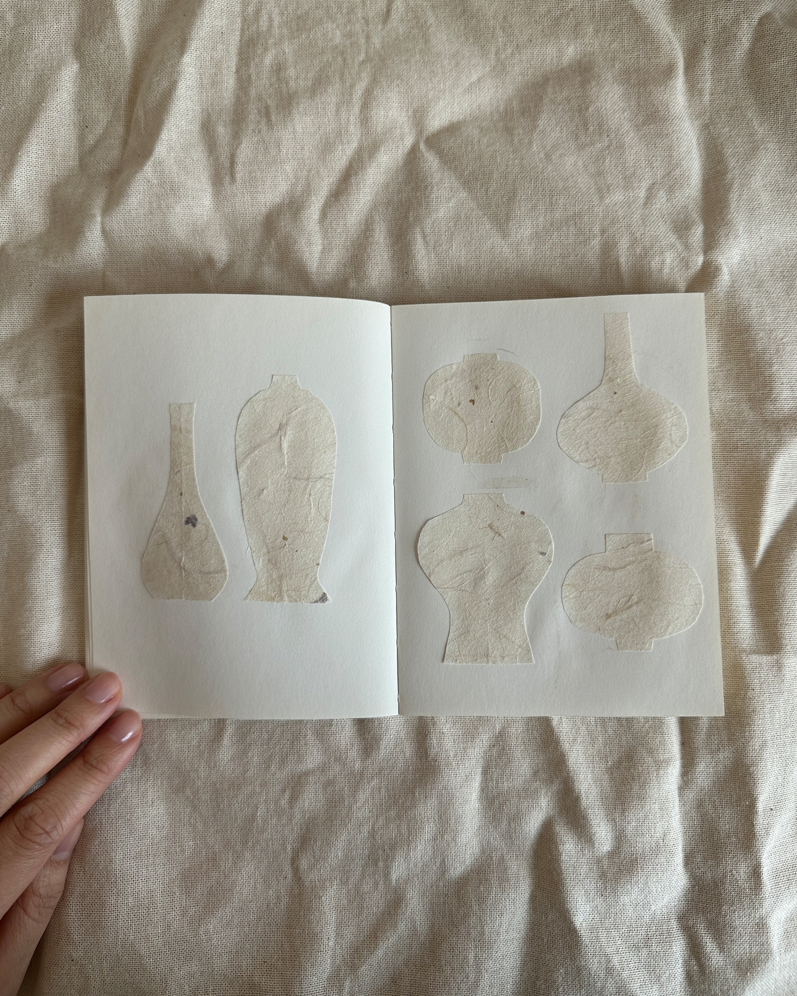 Dani Sujin Lee Studio x Nalata Nalata paper hanji collage of mini vase ideas in a sketchbook