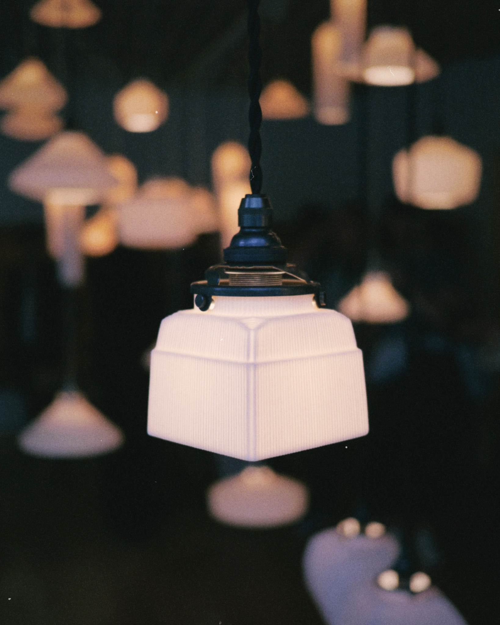 Fine Line Square Porcelain pendant hanging at Nalata Nalata during Casting Light exhibition