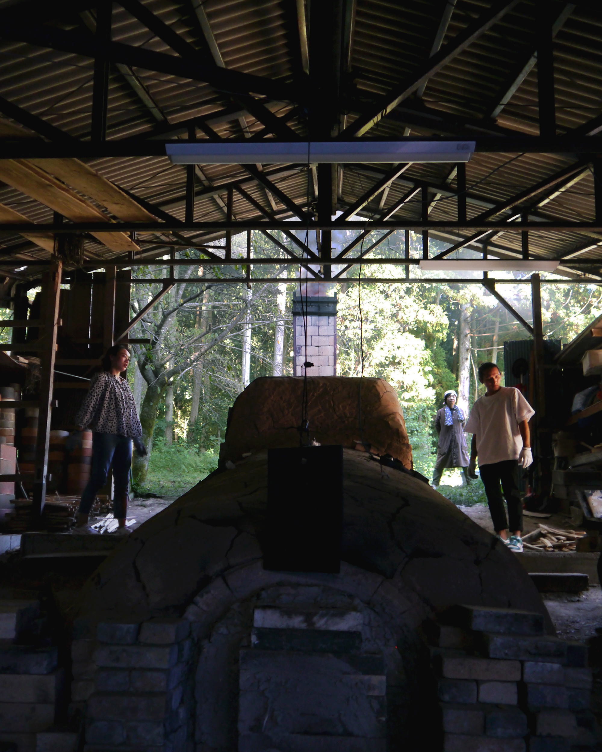 Anagama kiln participants in Japan