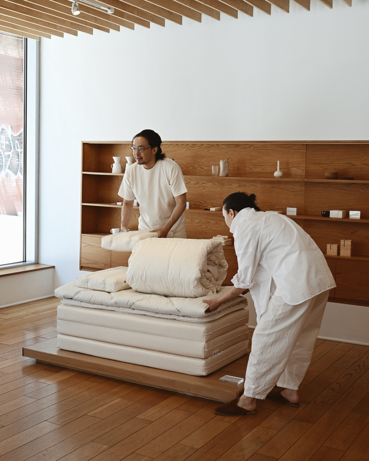 Stevenson and Angelique with futon set by Iwata